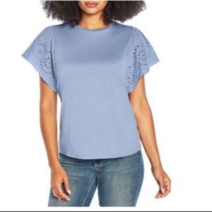 Gap Eyelet Sleeve Blue XXL Top